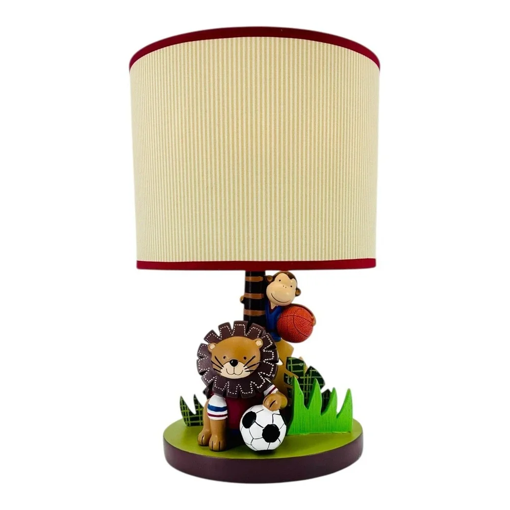 Lambs & Ivy Safari Sports Table Lamp Lion Kids Soccer Basketball Nursery Works!